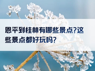 恩平到桂林有哪些景点？这些景点都好玩吗？