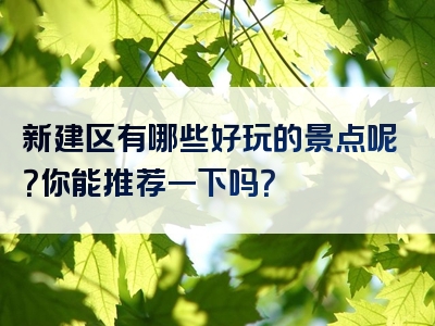 新建区有哪些好玩的景点呢？你能推荐一下吗？