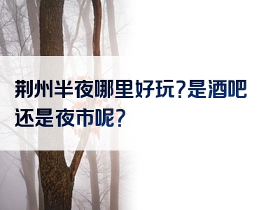 荆州半夜哪里好玩？是酒吧还是夜市呢？