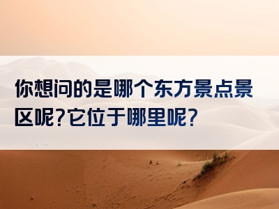 你想问的是哪个东方景点景区呢？它位于哪里呢？