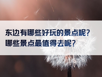 东边有哪些好玩的景点呢？哪些景点最值得去呢？