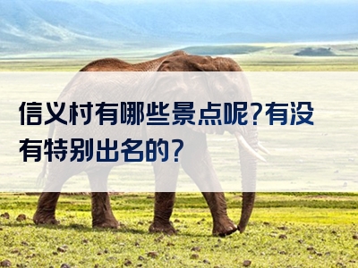 信义村有哪些景点呢？有没有特别出名的？