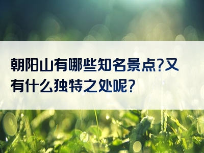 朝阳山有哪些知名景点？又有什么独特之处呢？