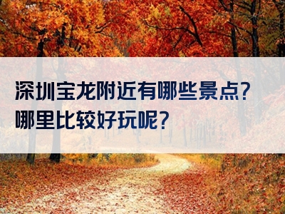深圳宝龙附近有哪些景点？哪里比较好玩呢？