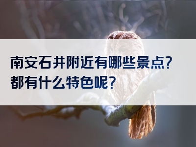 南安石井附近有哪些景点？都有什么特色呢？
