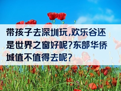 带孩子去深圳玩，欢乐谷还是世界之窗好呢？东部华侨城值不值得去呢？