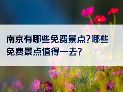 南京有哪些免费景点？哪些免费景点值得一去？