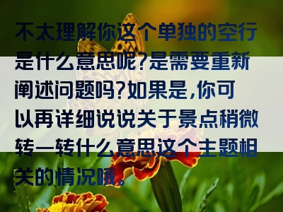 不太理解你这个单独的空行是什么意思呢？是需要重新阐述问题吗？如果是，你可以再详细说说关于景点稍微转一转什么意思这个主题相关的情况哦。