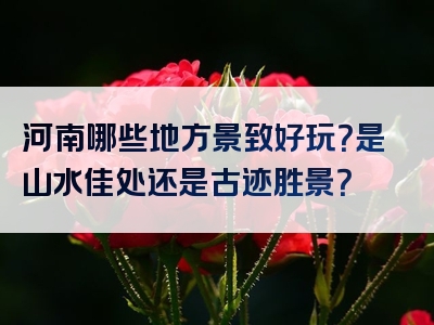 河南哪些地方景致好玩？是山水佳处还是古迹胜景？