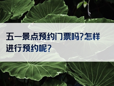 五一景点预约门票吗？怎样进行预约呢？