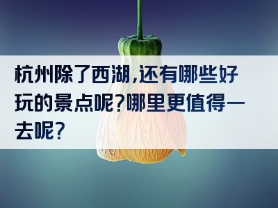 杭州除了西湖，还有哪些好玩的景点呢？哪里更值得一去呢？