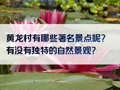 黄龙村有哪些著名景点呢？有没有独特的自然景观？
