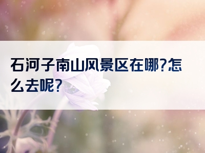 石河子南山风景区在哪？怎么去呢？
