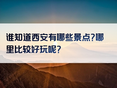 谁知道西安有哪些景点？哪里比较好玩呢？