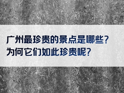 广州最珍贵的景点是哪些？为何它们如此珍贵呢？
