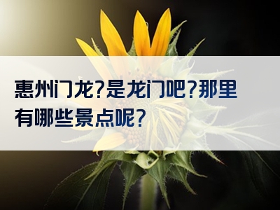 惠州门龙？是龙门吧？那里有哪些景点呢？