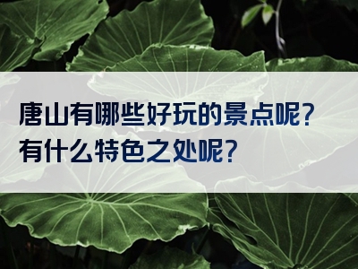 唐山有哪些好玩的景点呢？有什么特色之处呢？