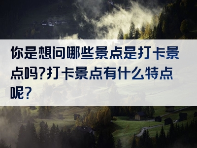 你是想问哪些景点是打卡景点吗？打卡景点有什么特点呢？
