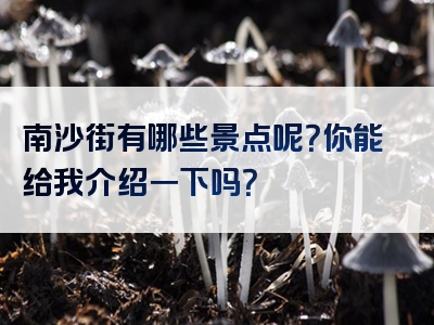 南沙街有哪些景点呢？你能给我介绍一下吗？