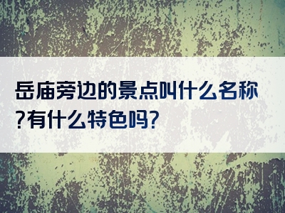 岳庙旁边的景点叫什么名称？有什么特色吗？