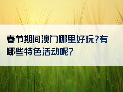 春节期间澳门哪里好玩？有哪些特色活动呢？