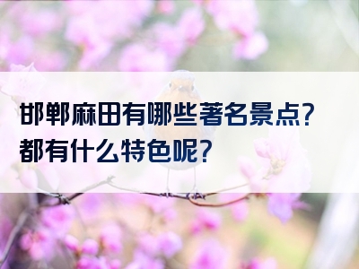 邯郸麻田有哪些著名景点？都有什么特色呢？