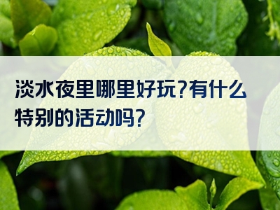 淡水夜里哪里好玩？有什么特别的活动吗？
