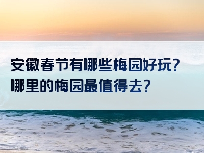 安徽春节有哪些梅园好玩？哪里的梅园最值得去？