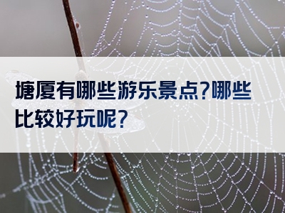 塘厦有哪些游乐景点？哪些比较好玩呢？