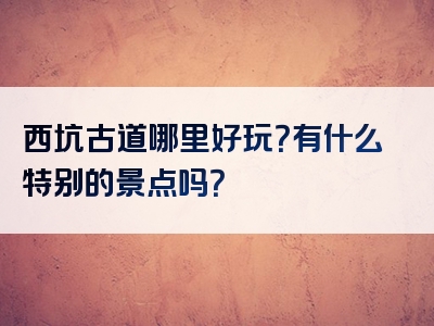 西坑古道哪里好玩？有什么特别的景点吗？