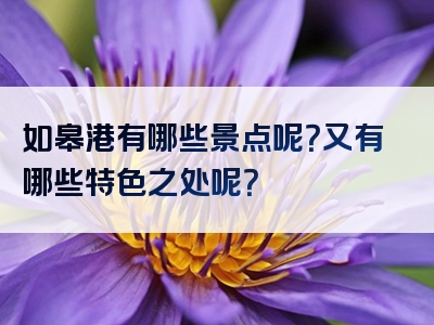 如皋港有哪些景点呢？又有哪些特色之处呢？