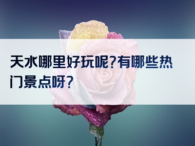 天水哪里好玩呢？有哪些热门景点呀？