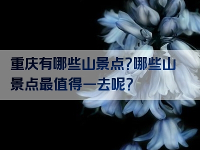 重庆有哪些山景点？哪些山景点最值得一去呢？
