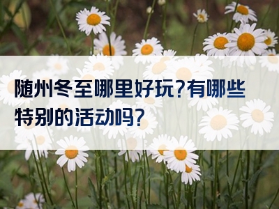 随州冬至哪里好玩？有哪些特别的活动吗？