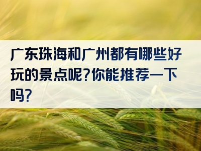 广东珠海和广州都有哪些好玩的景点呢？你能推荐一下吗？