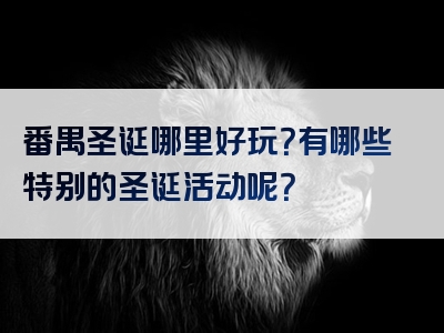 番禺圣诞哪里好玩？有哪些特别的圣诞活动呢？