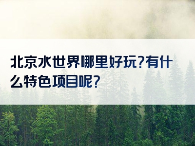 北京水世界哪里好玩？有什么特色项目呢？