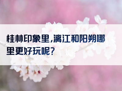 桂林印象里，漓江和阳朔哪里更好玩呢？