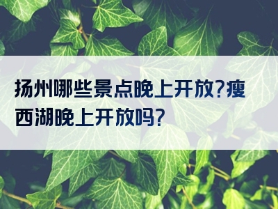 扬州哪些景点晚上开放？瘦西湖晚上开放吗？