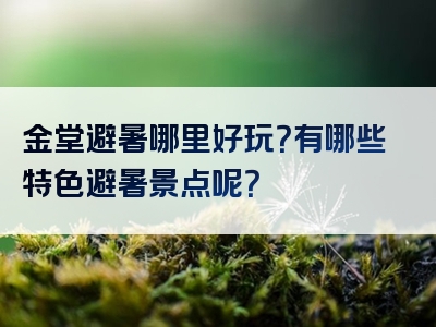 金堂避暑哪里好玩？有哪些特色避暑景点呢？