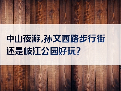 中山夜游，孙文西路步行街还是岐江公园好玩？
