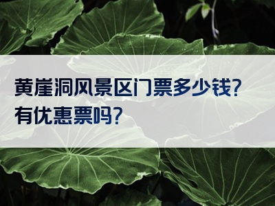 黄崖洞风景区门票多少钱？有优惠票吗？
