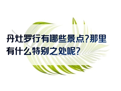 丹灶罗行有哪些景点？那里有什么特别之处呢？