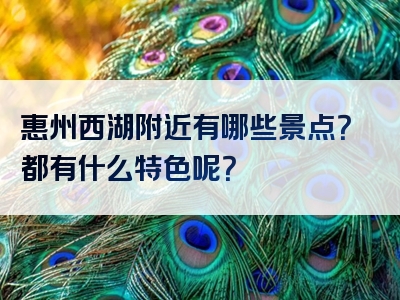 惠州西湖附近有哪些景点？都有什么特色呢？