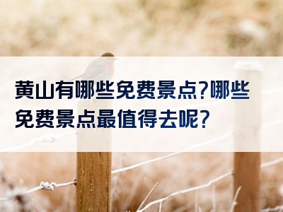 黄山有哪些免费景点？哪些免费景点最值得去呢？