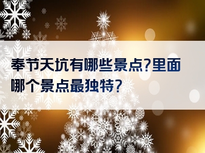 奉节天坑有哪些景点？里面哪个景点最独特？