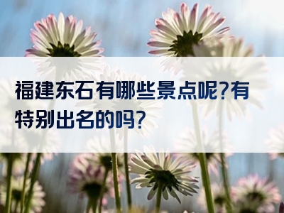 福建东石有哪些景点呢？有特别出名的吗？