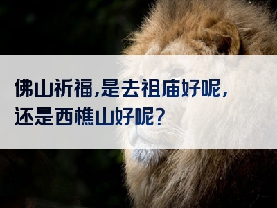 佛山祈福，是去祖庙好呢，还是西樵山好呢？