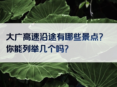 大广高速沿途有哪些景点？你能列举几个吗？