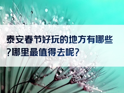 泰安春节好玩的地方有哪些？哪里最值得去呢？
